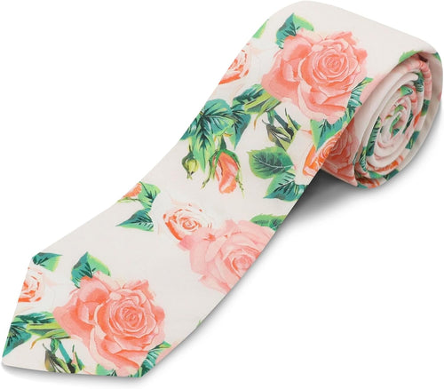 Cotton Floral Skinny Tie Men