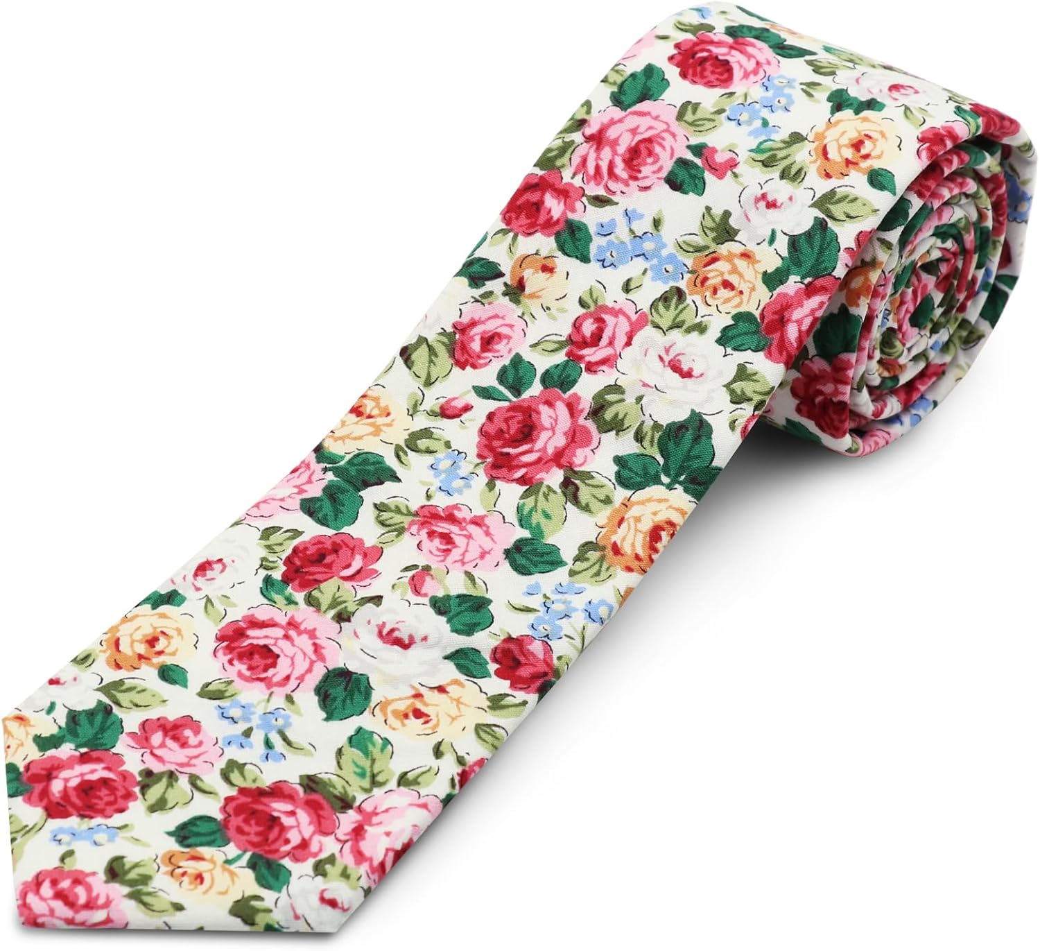 Cotton Floral Skinny Tie Men