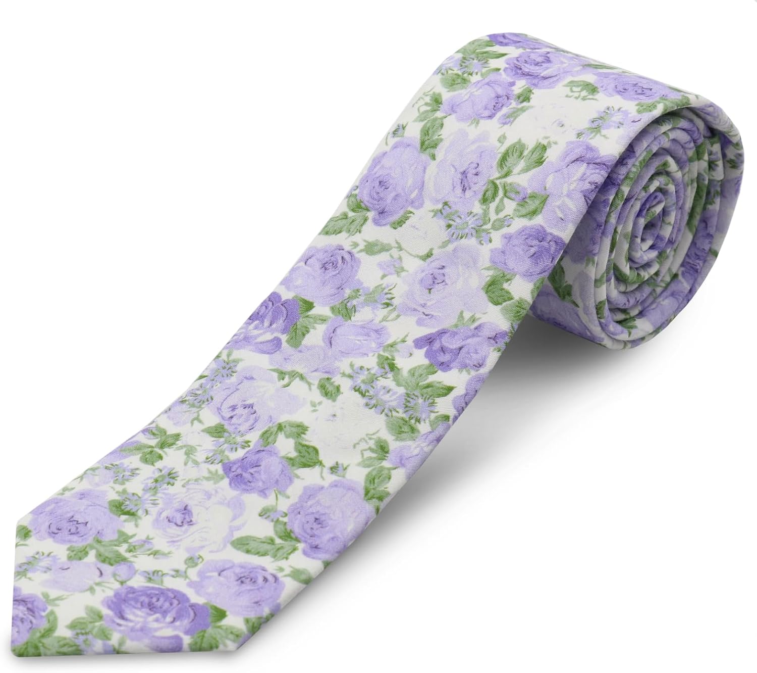 Cotton Floral Skinny Tie Men